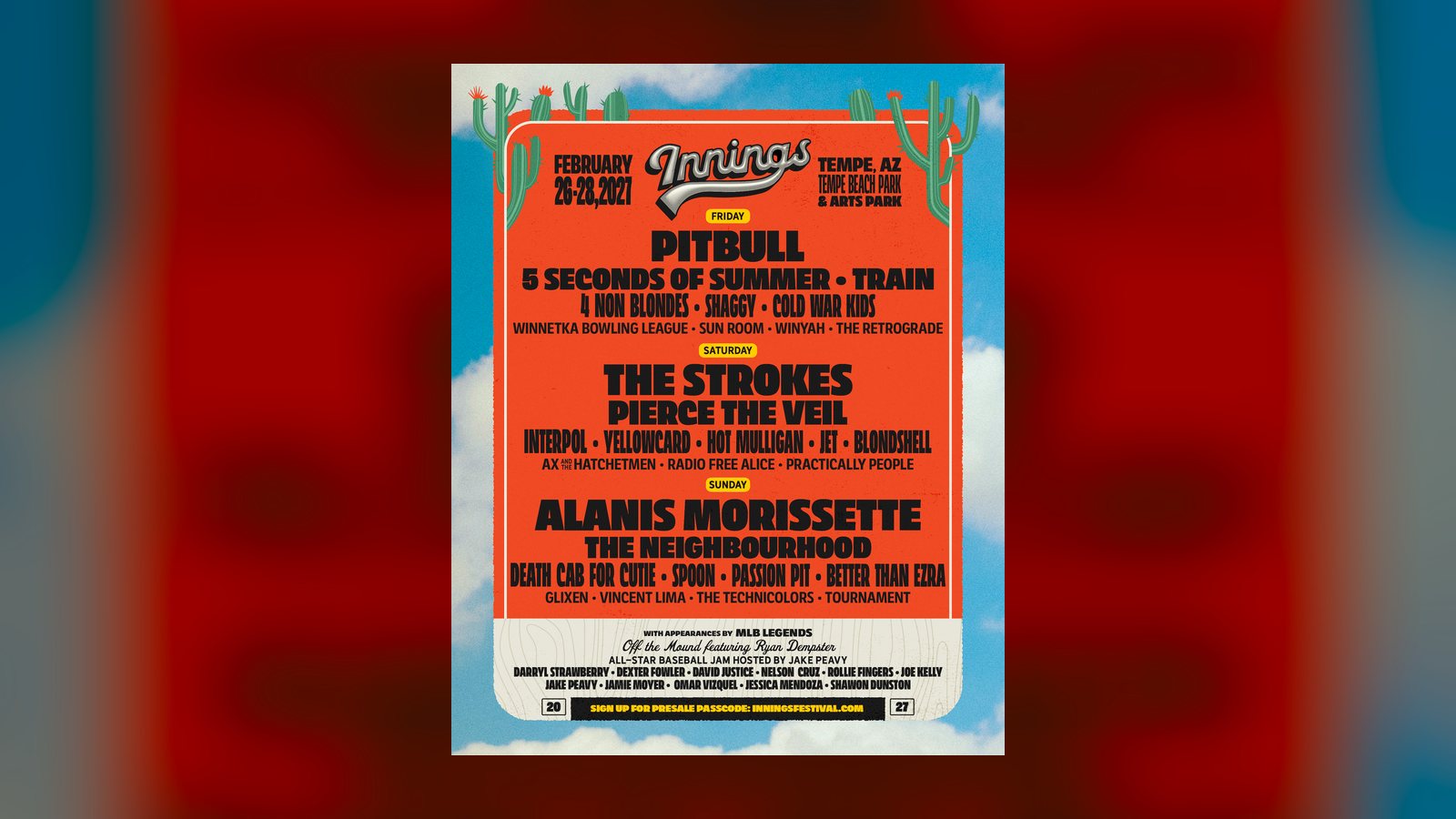 Innings Festival 2027 puts Pitbull, The Strokes and Alanis Morissette on top, 26 to 28 February in Tempe
